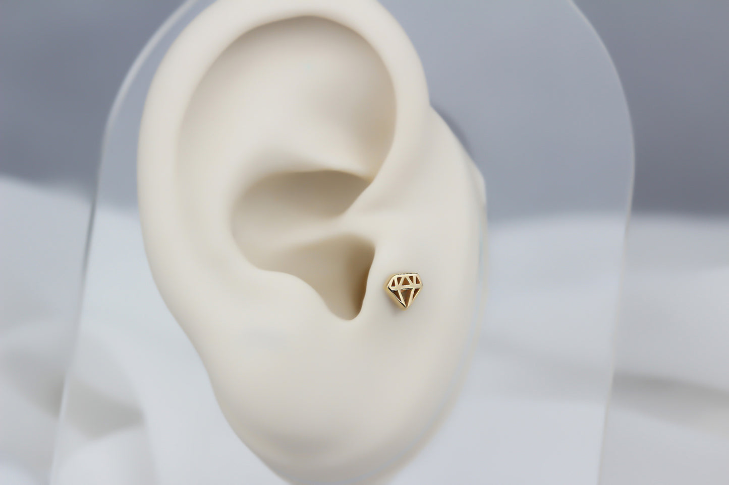 14k Solid Gold Diamond Tragus Piercing - alternate view 5
