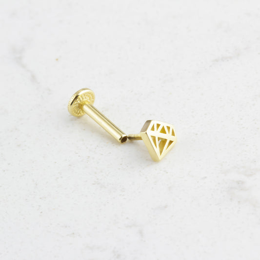 14k Solid Gold Diamond Tragus Piercing - alternate view 2