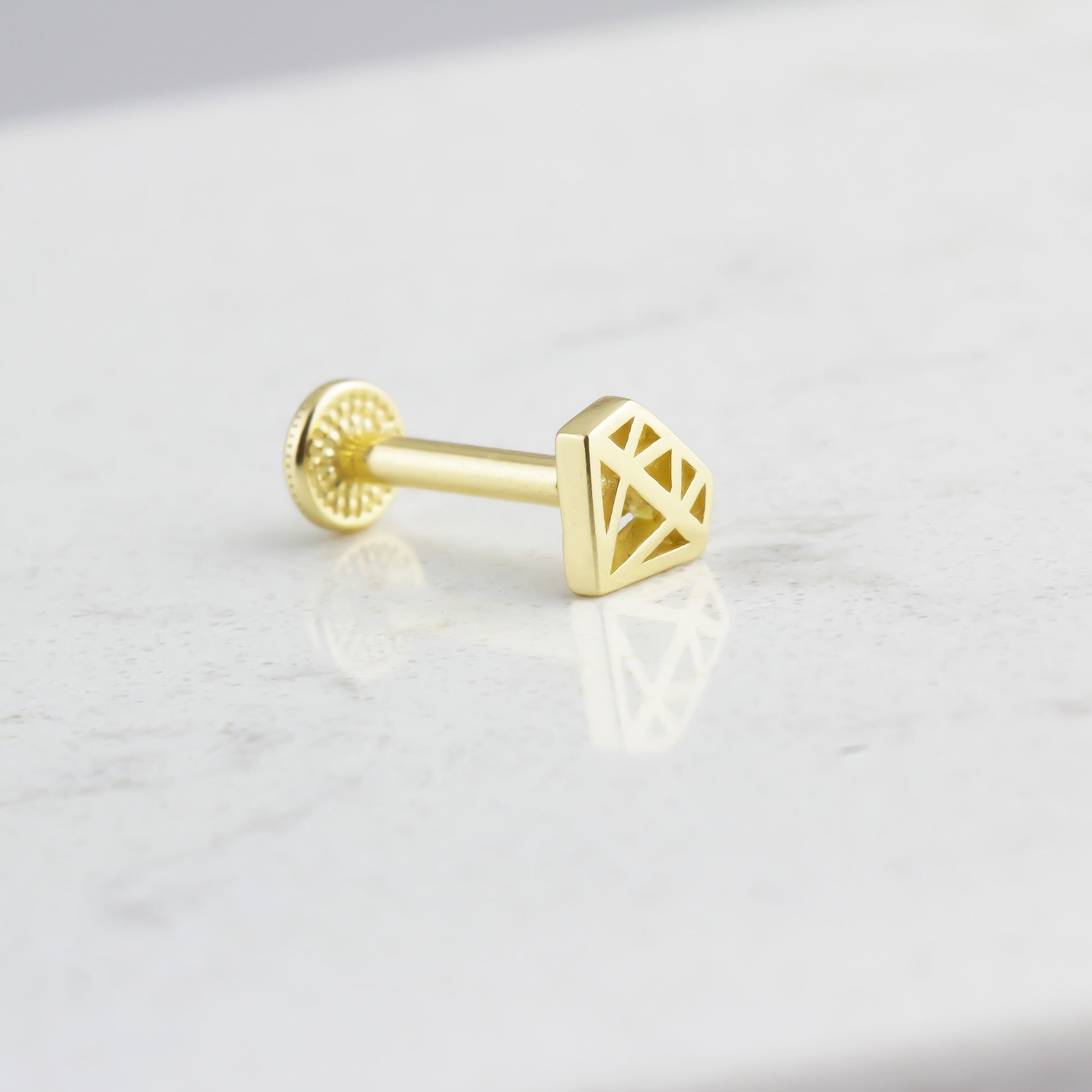 14k Solid Gold Diamond Tragus Piercing