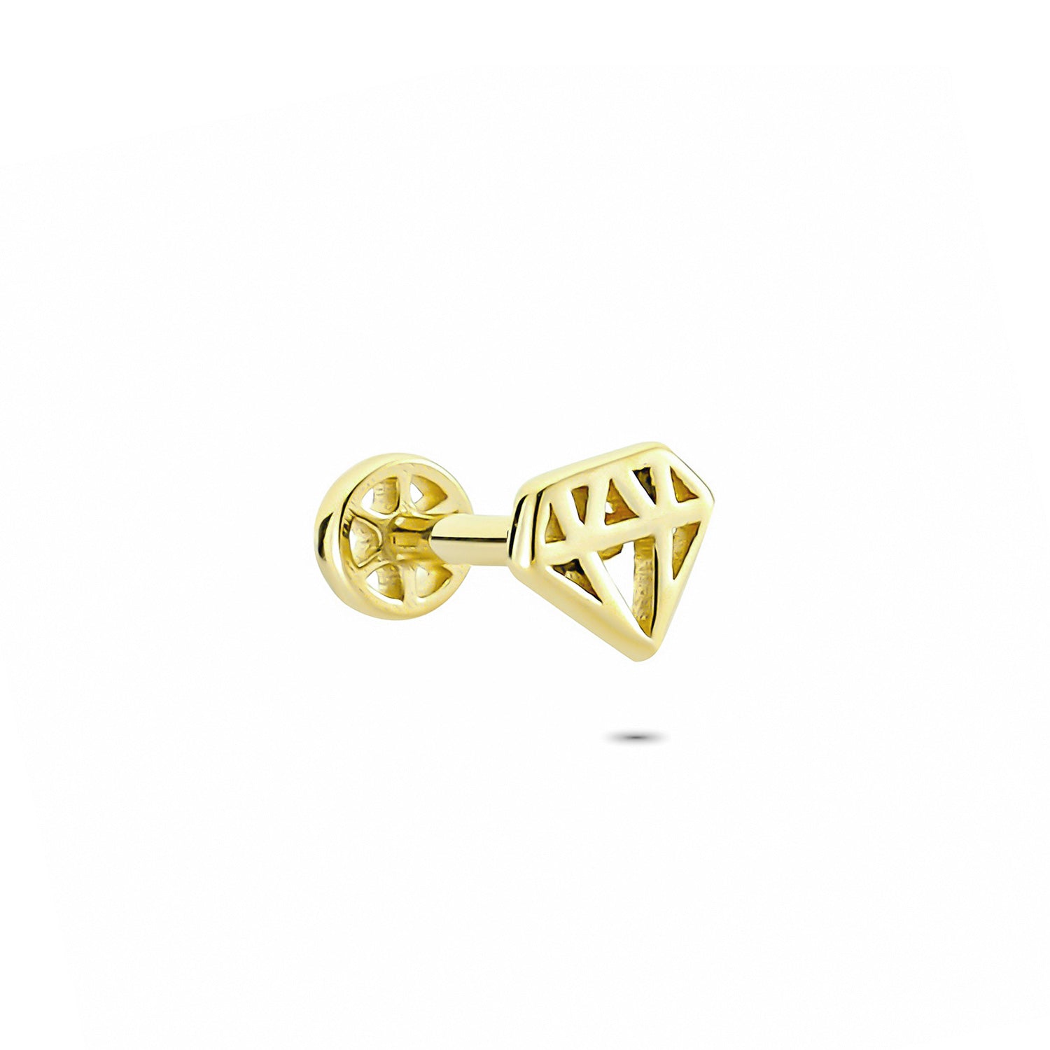 14k Solid Gold Diamond Tragus Piercing - alternate view 4
