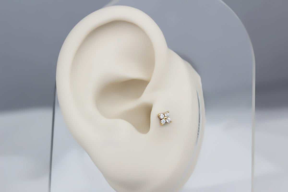 14k Solid Gold Butterfly Tragus Piercing - alternate view 5
