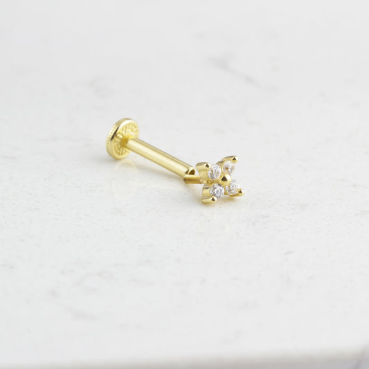 14k Solid Gold Butterfly Tragus Piercing - alternate view 2
