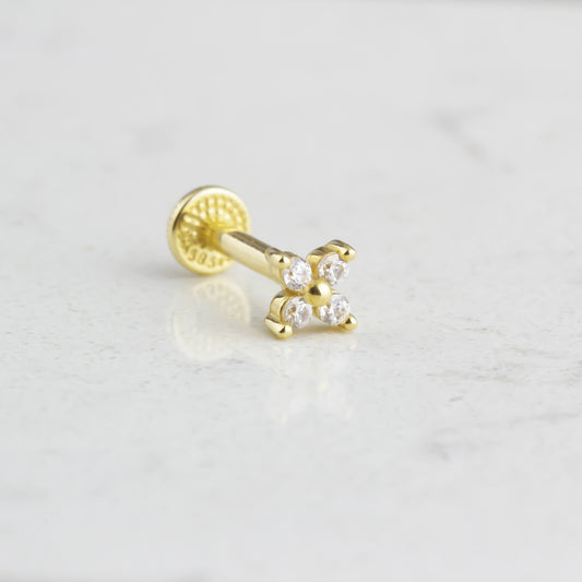 14k Solid Gold Butterfly Tragus Piercing
