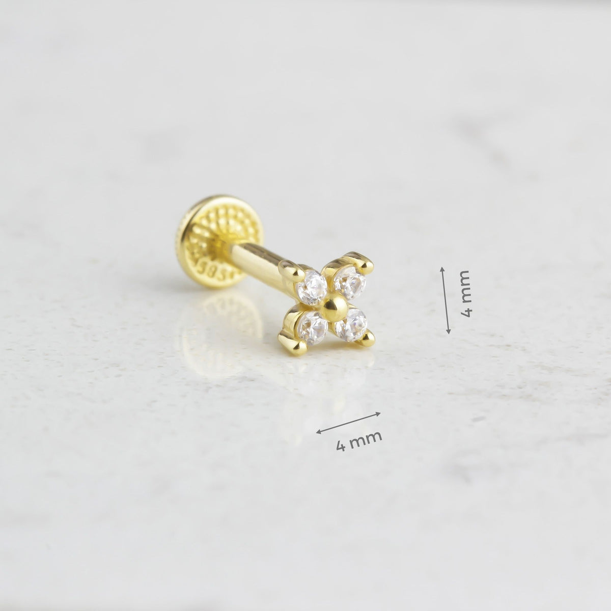 14k Solid Gold Butterfly Tragus Piercing - alternate view 3