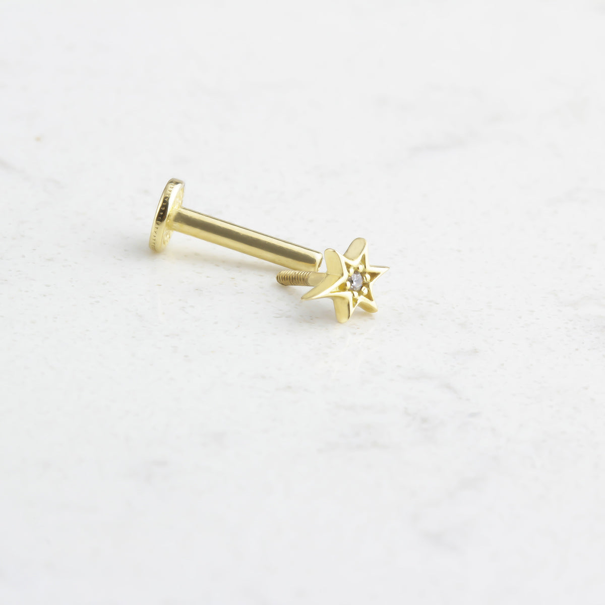 14k Solid Gold Pole StarTragus Piercing - alternate view 2