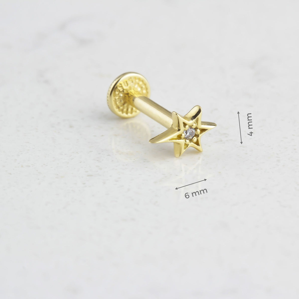 14k Solid Gold Pole StarTragus Piercing - alternate view 3