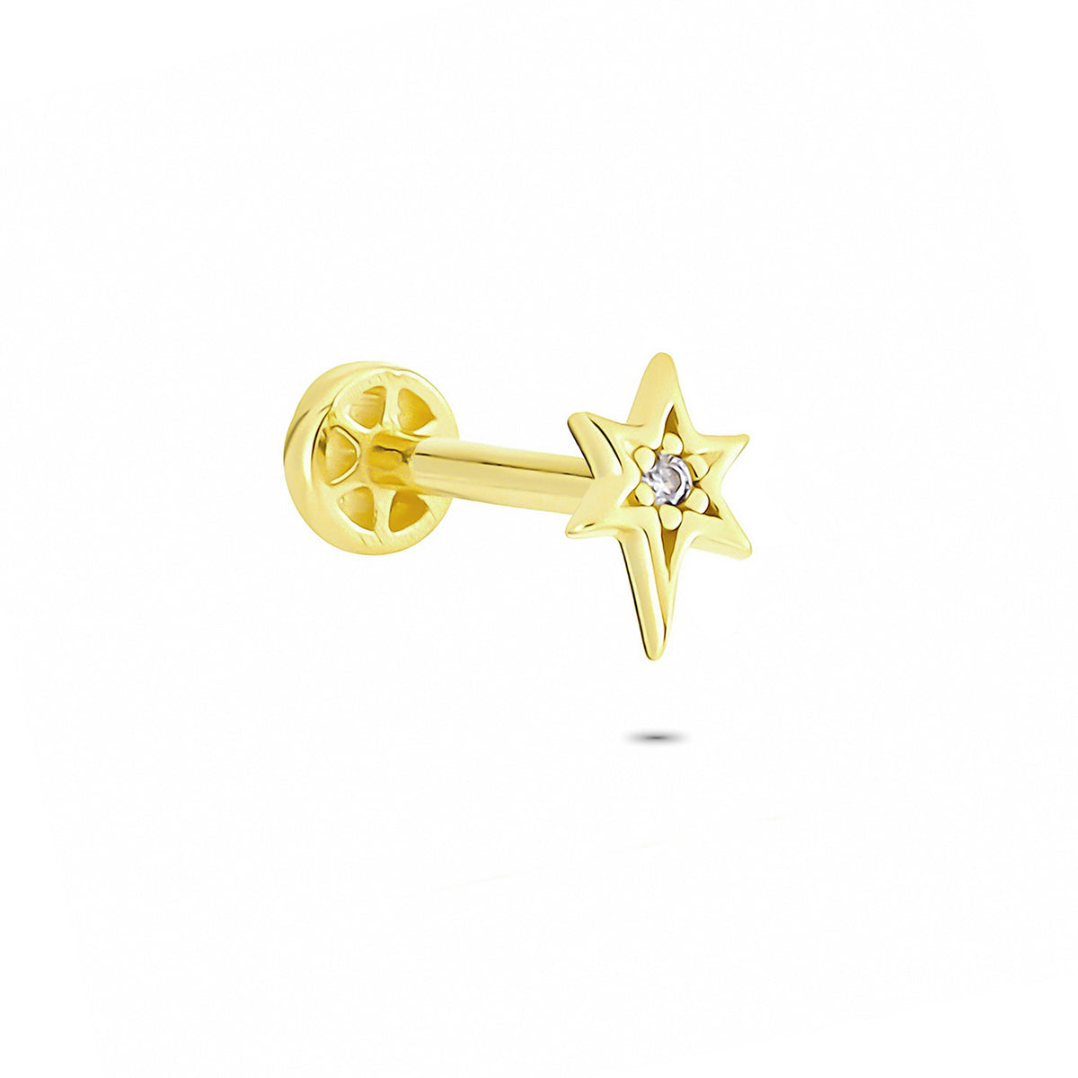 14k Solid Gold Pole StarTragus Piercing - alternate view 4