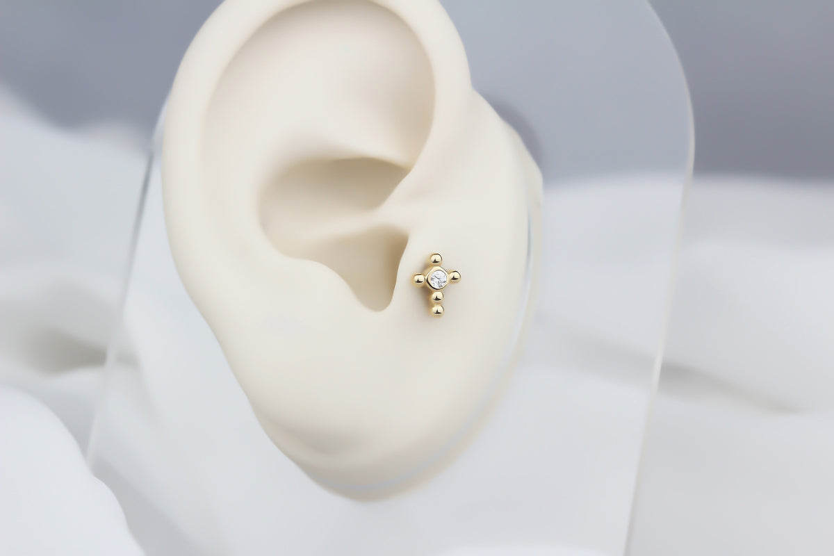 14k Solid Gold SolitaireTragus Piercing - alternate view 5