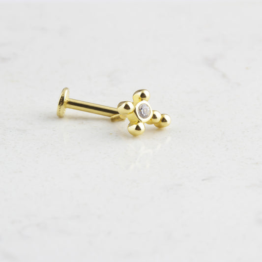 14k Solid Gold SolitaireTragus Piercing - alternate view 2