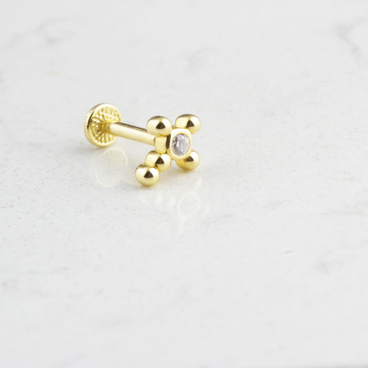 14k Solid Gold SolitaireTragus Piercing