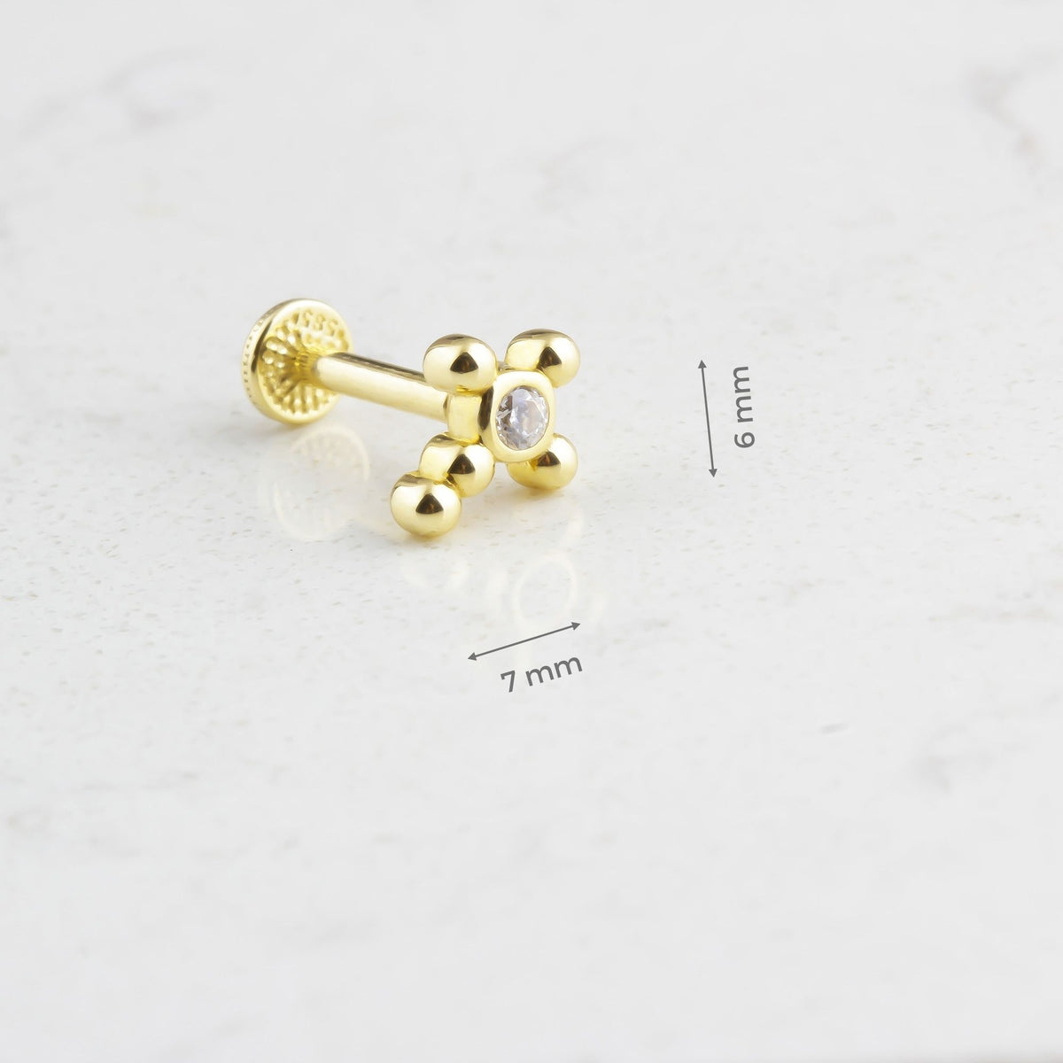 14k Solid Gold SolitaireTragus Piercing - alternate view 3