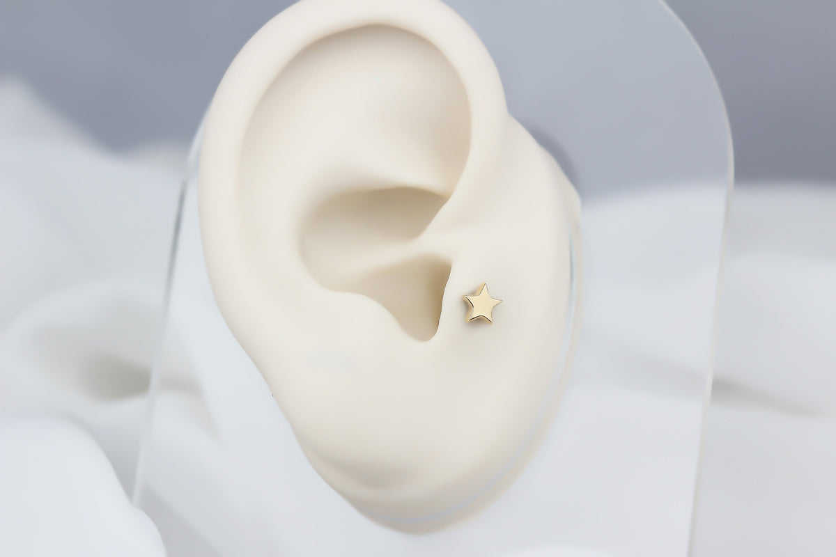 14k Solid Gold Star Tragus Piercing - alternate view 5
