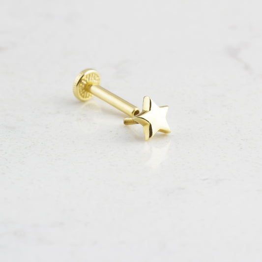 14k Solid Gold Star Tragus Piercing - alternate view 2