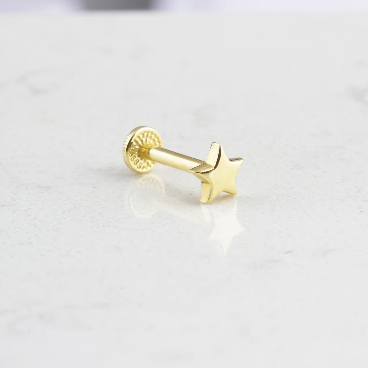 14k Solid Gold Star Tragus Piercing