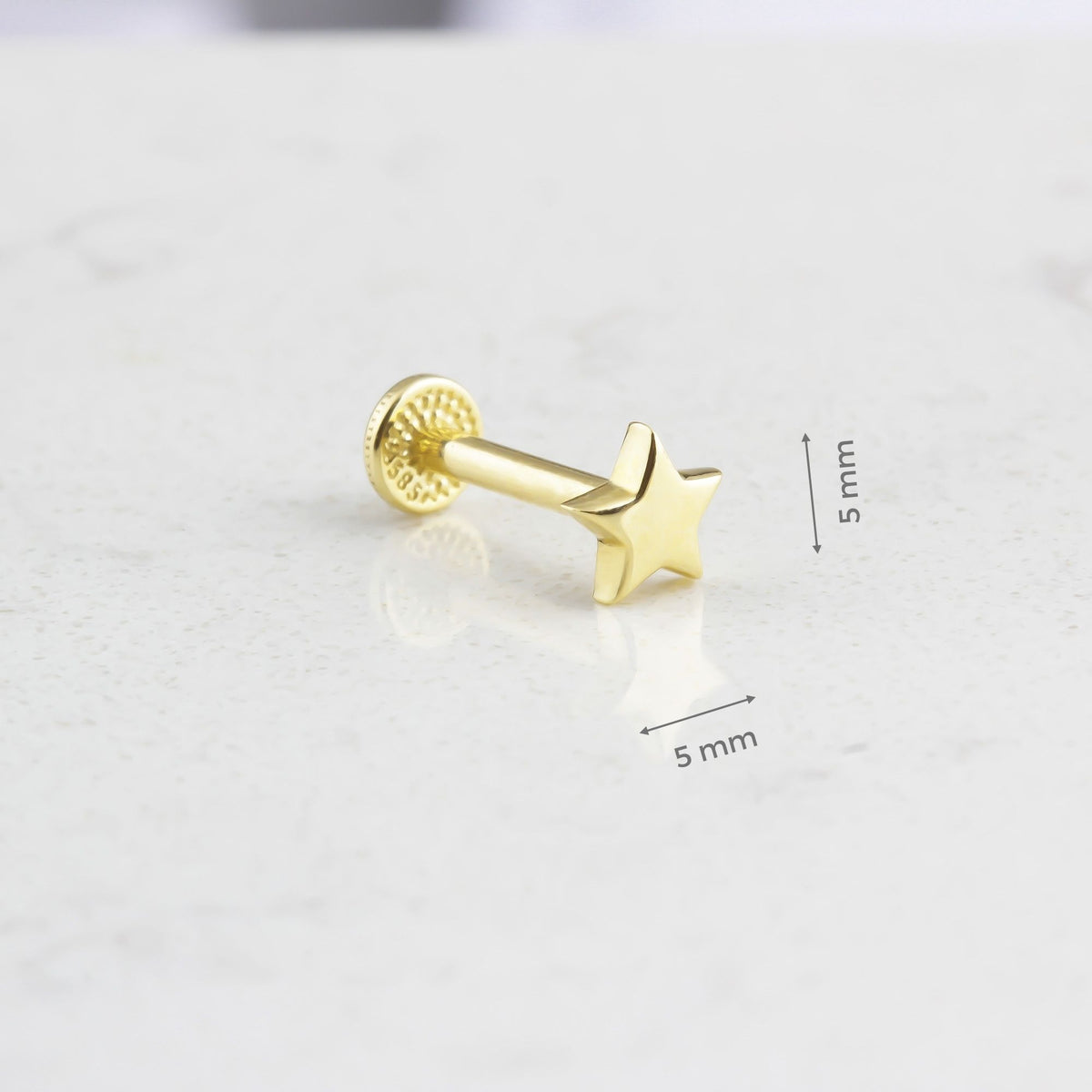 14k Solid Gold Star Tragus Piercing - alternate view 3
