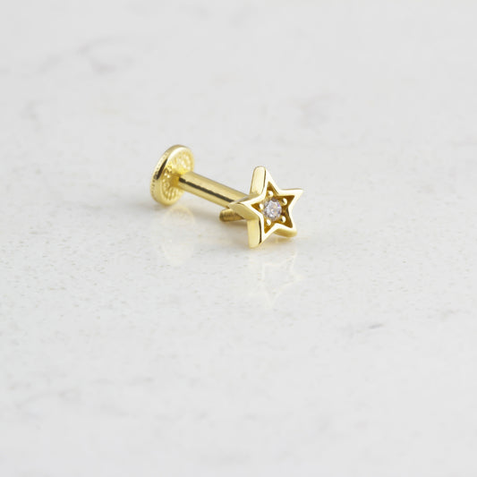 14k Solid Gold Star Tragus Piercing - alternate view 2