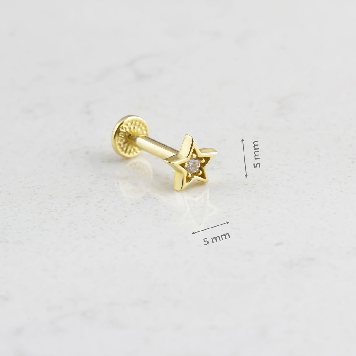 14k Solid Gold Star Tragus Piercing - alternate view 3
