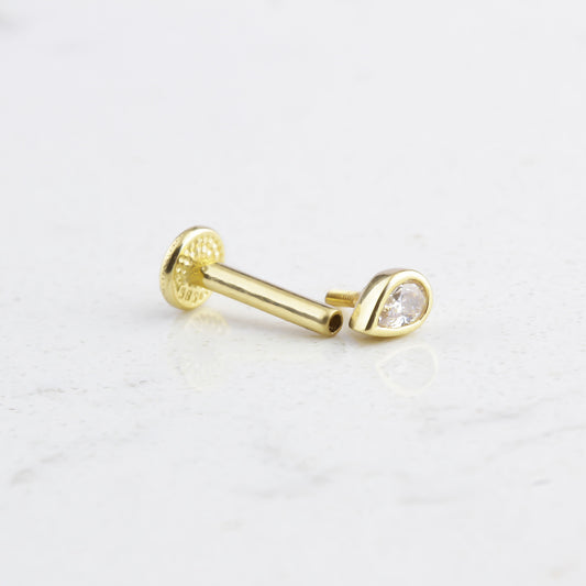 14k Solid Gold Drop Tragus Piercing - alternate view 2