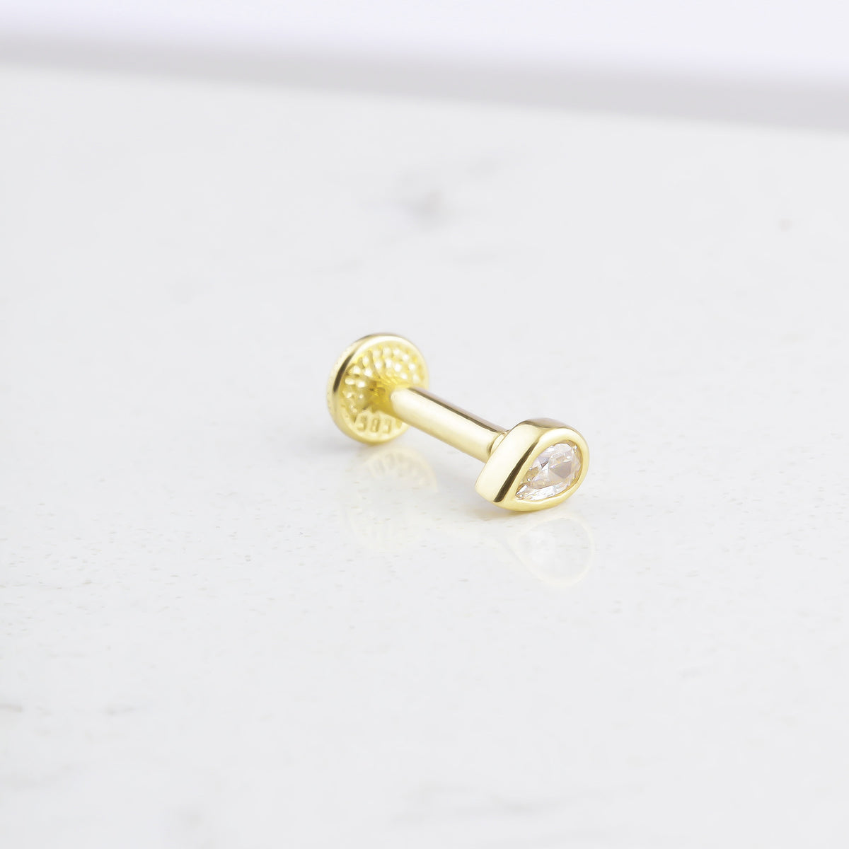 14k Solid Gold Drop Tragus Piercing