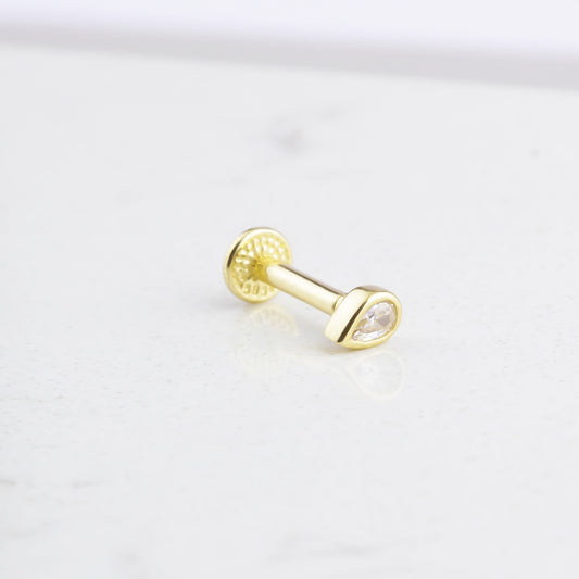 14k Solid Gold Drop Tragus Piercing