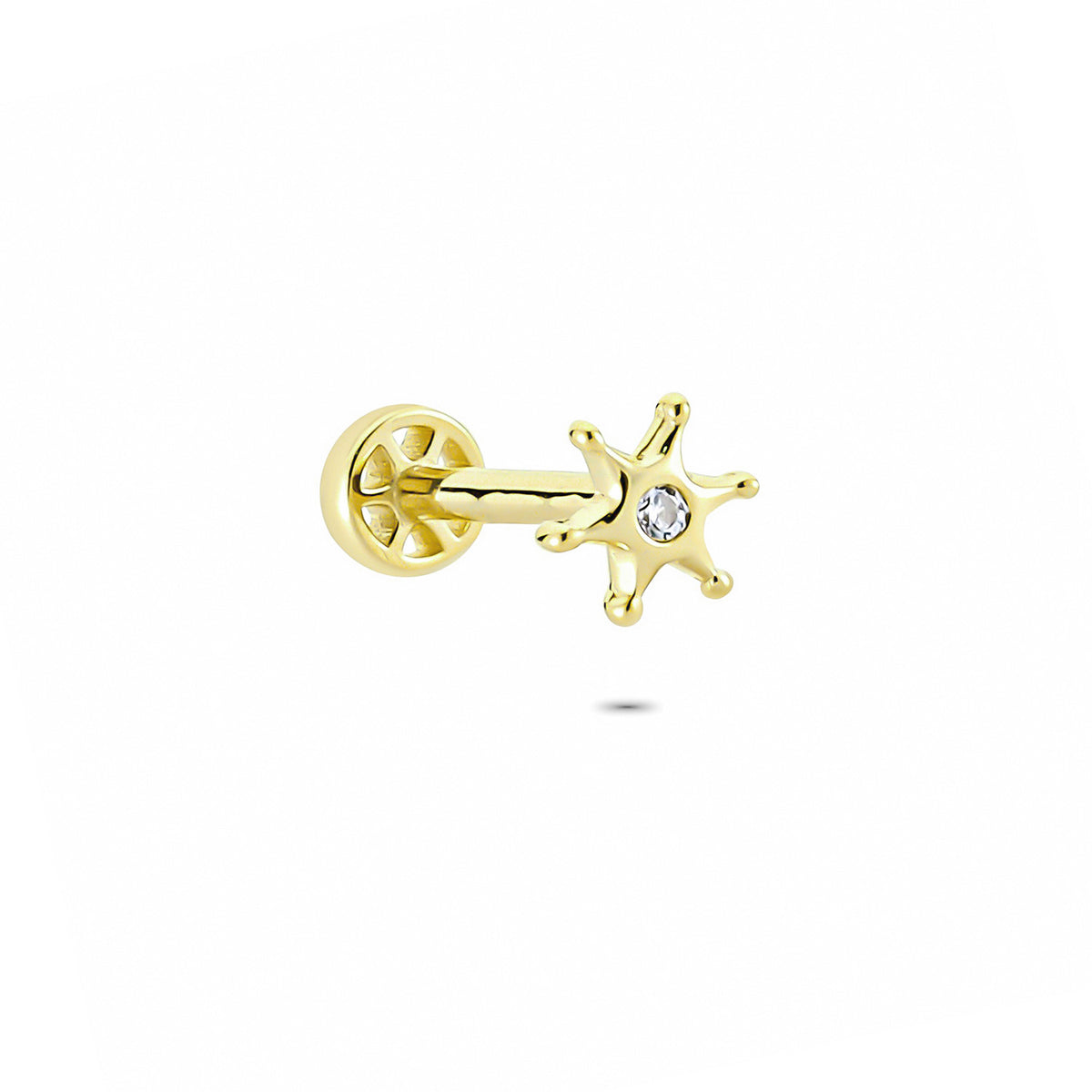 14k Solid Gold Solitaire Tragus Piercing - alternate view 4