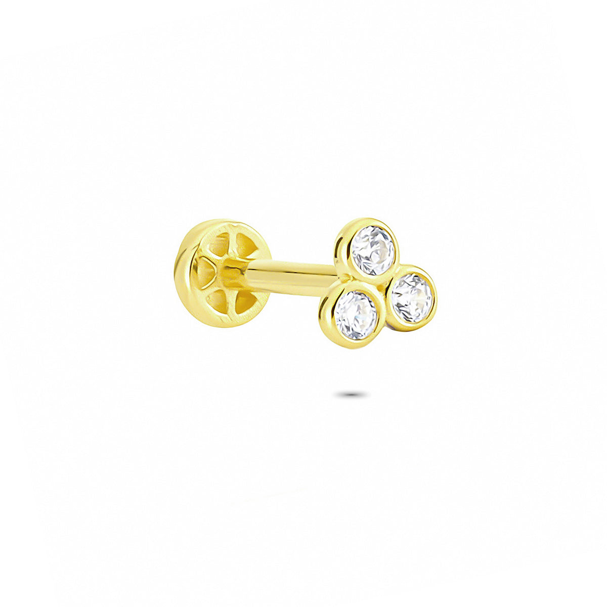 14k Solid Gold Three Stone Tragus Piercing - alternate view 4