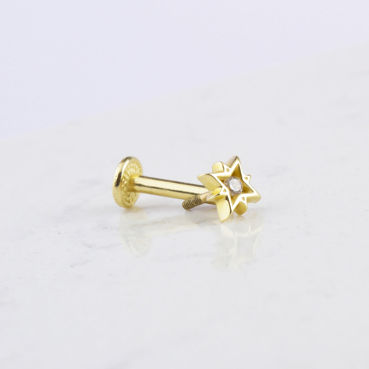 14k Solid Gold Star Tragus Piercing - alternate view 2