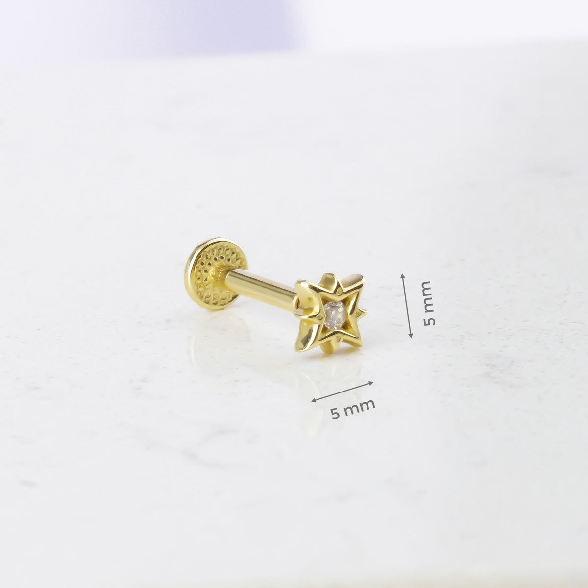 14k Solid Gold Star Tragus Piercing - alternate view 3
