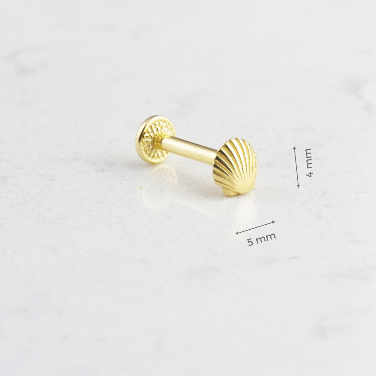 14k Solid Gold Shell Tragus Piercing - alternate view 3