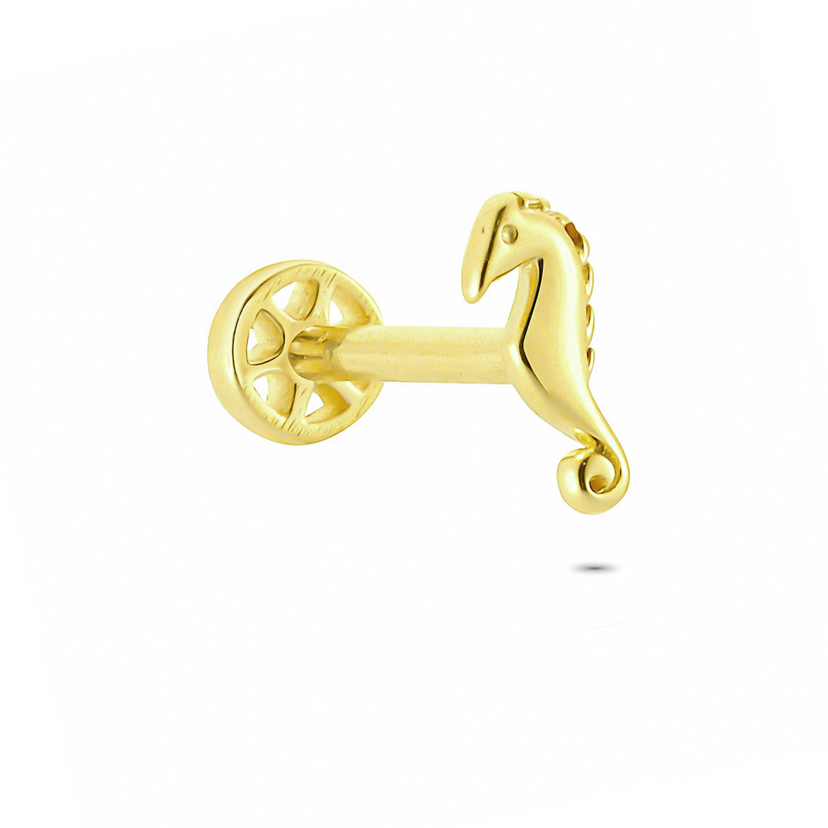 14k Solid Gold Seahorse Tragus Piercing - alternate view 4