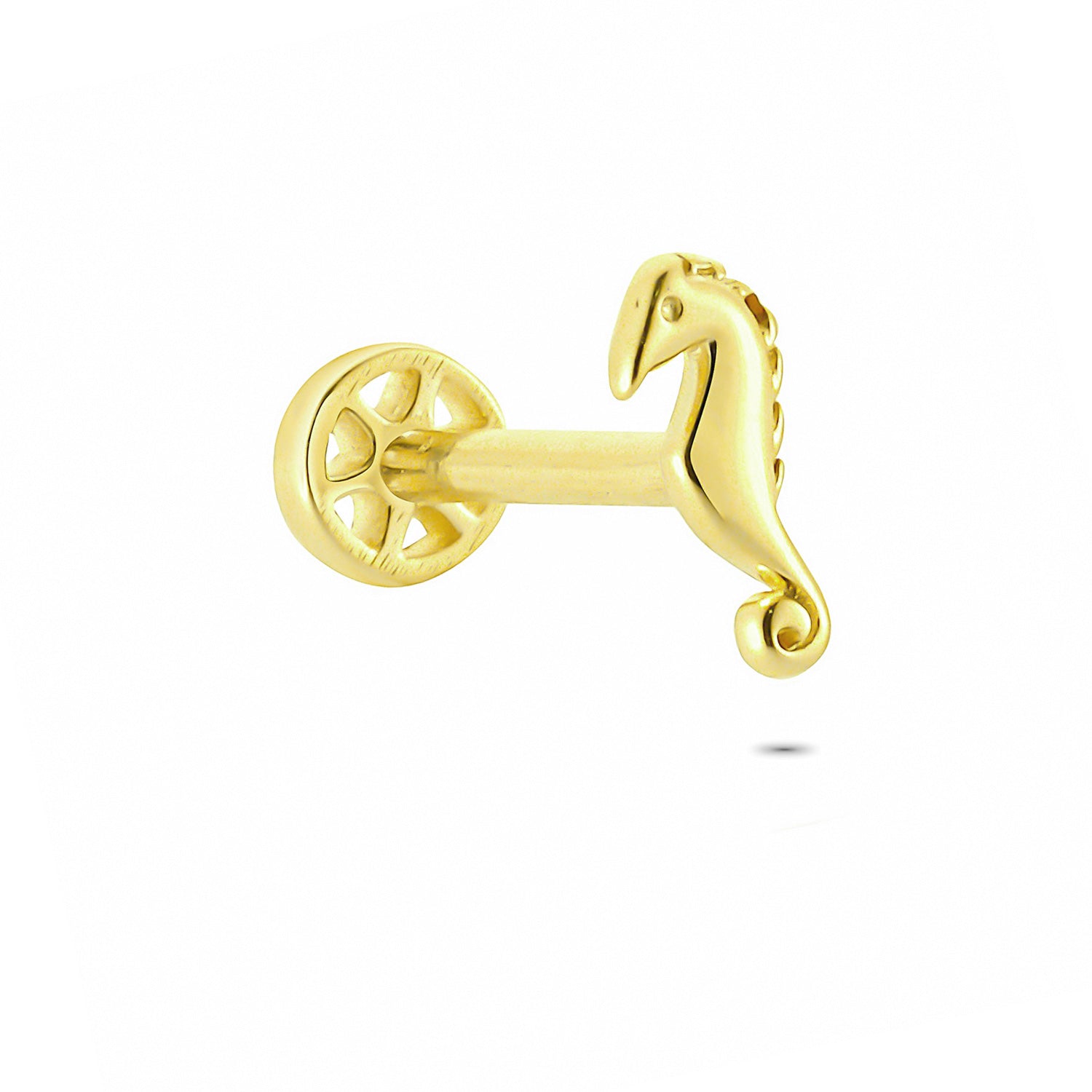 14k Solid Gold Seahorse Tragus Piercing - alternate view 4