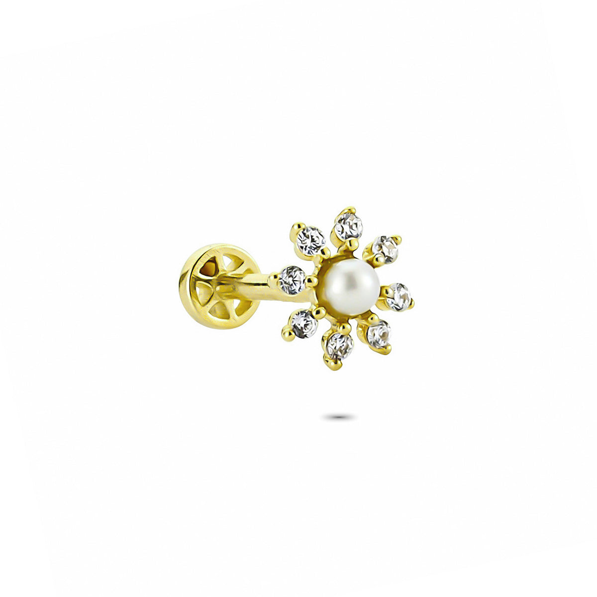 14k Solid Gold Pearl Tragus Piercing - alternate view 4