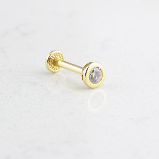 14k Solid Gold Solitaire Tragus Piercing