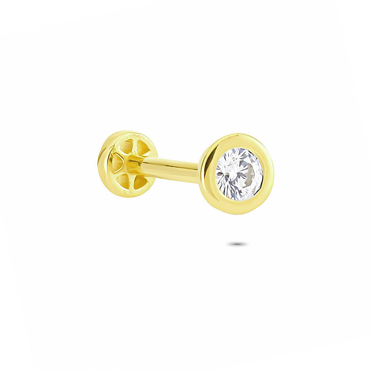 14k Solid Gold Solitaire Tragus Piercing - alternate view 4