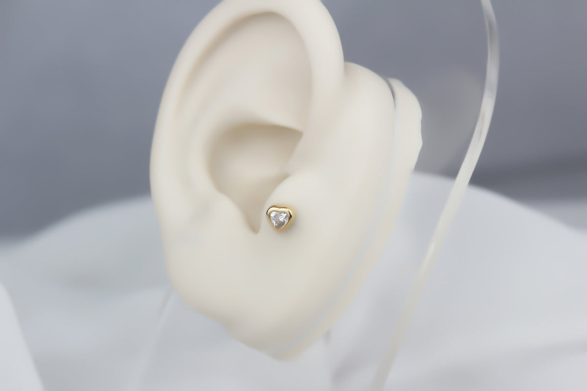 14k Solid Gold Heart Tragus Piercing - alternate view 5