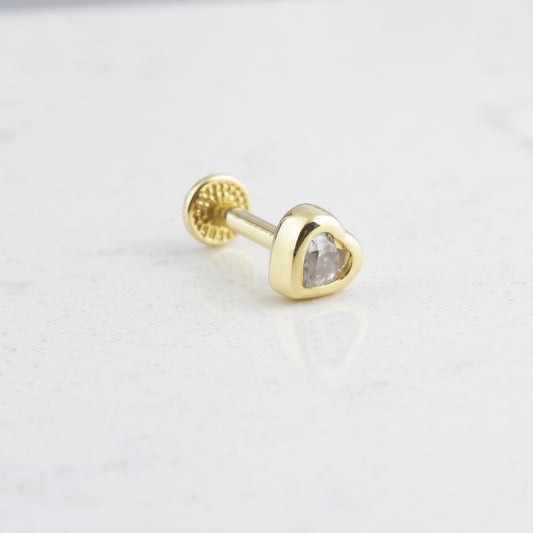 14k Solid Gold Heart Tragus Piercing