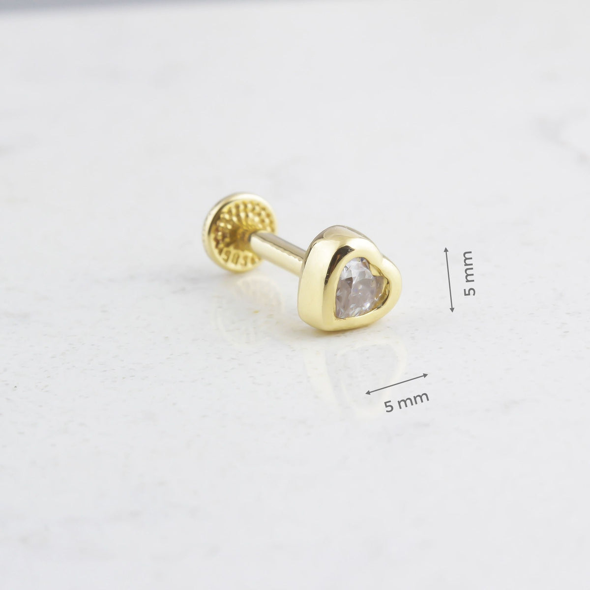 14k Solid Gold Heart Tragus Piercing - alternate view 3