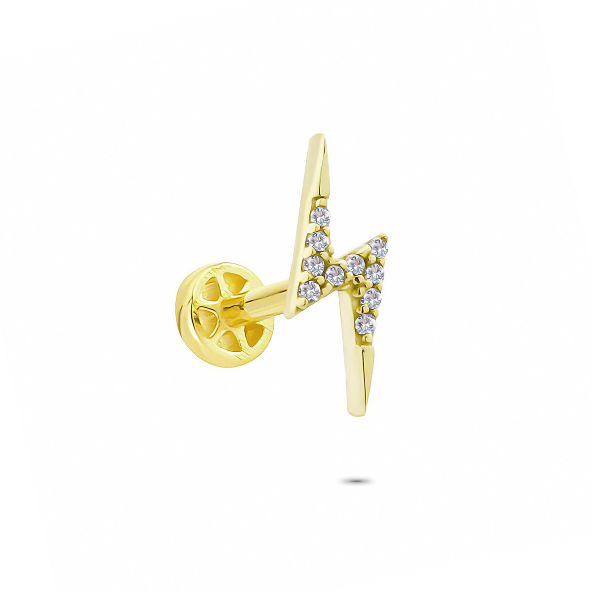 14k Solid Gold Lightning Tragus Piercing - alternate view 4