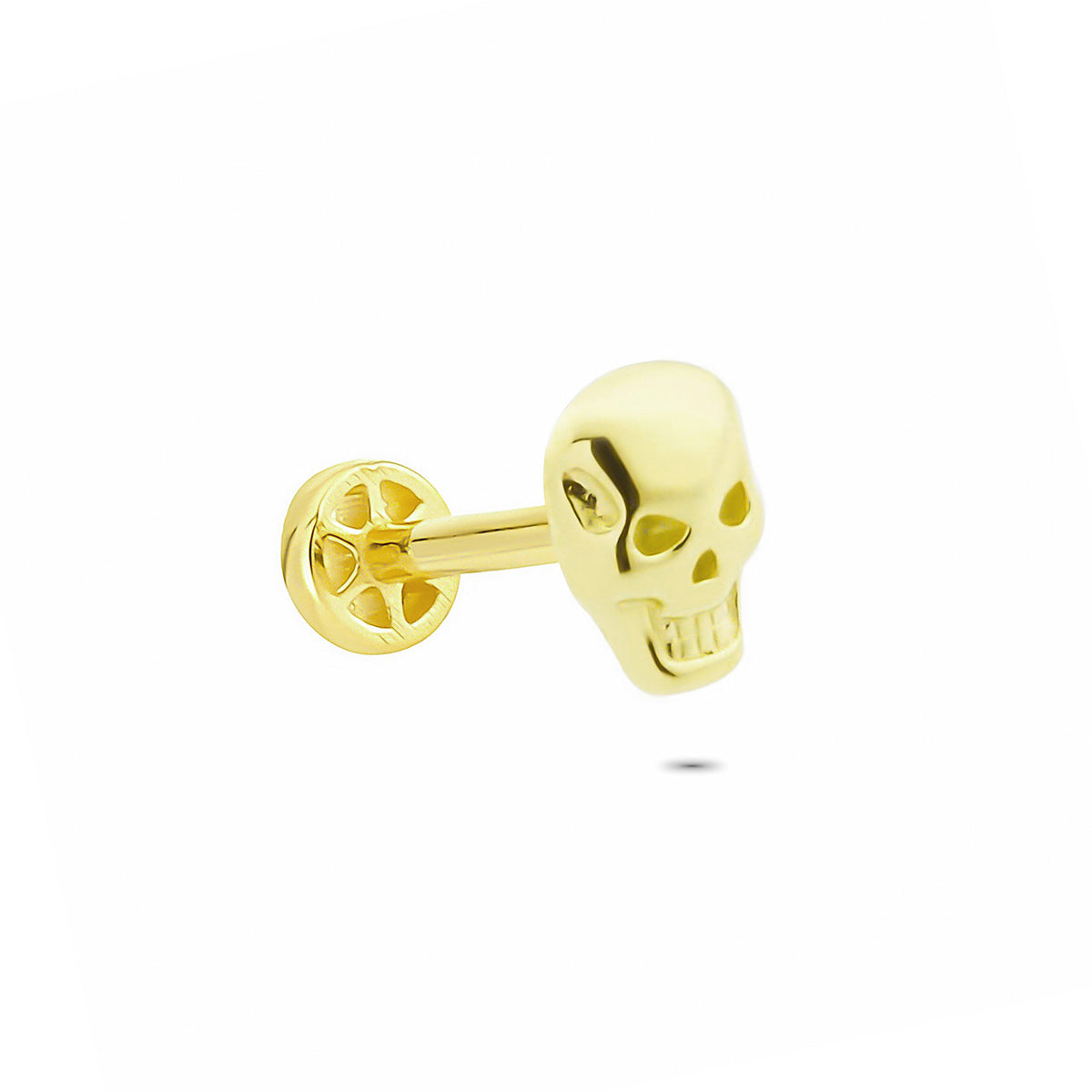 14k Solid Gold Skull Tragus Piercing - alternate view 4