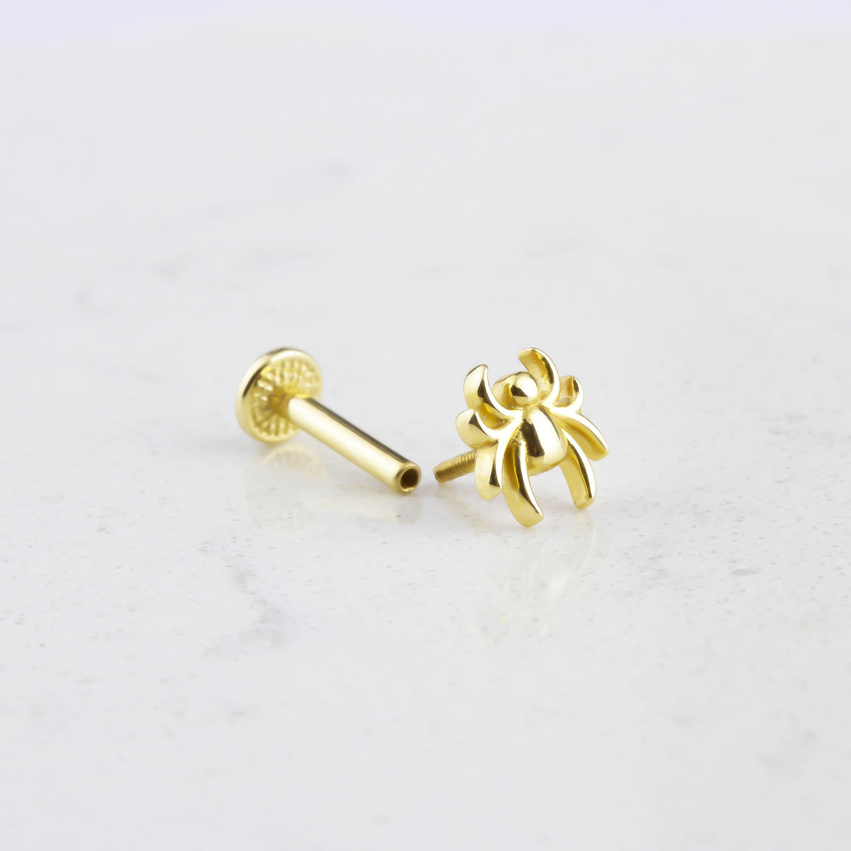 14k Solid Gold Spider Tragus Piercing - alternate view 2
