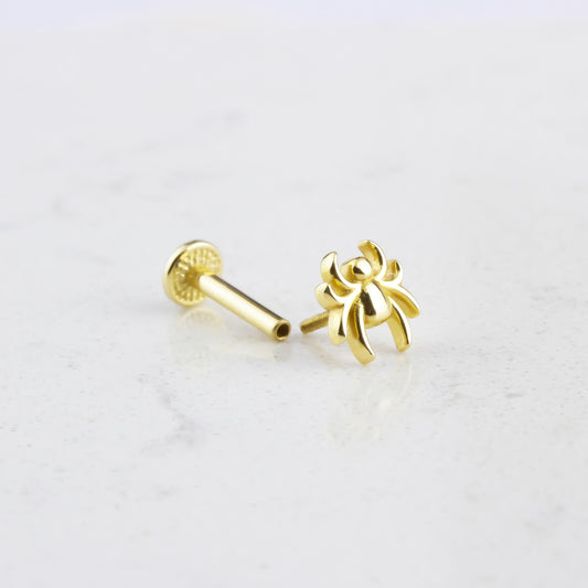 14k Solid Gold Spider Tragus Piercing - alternate view 2