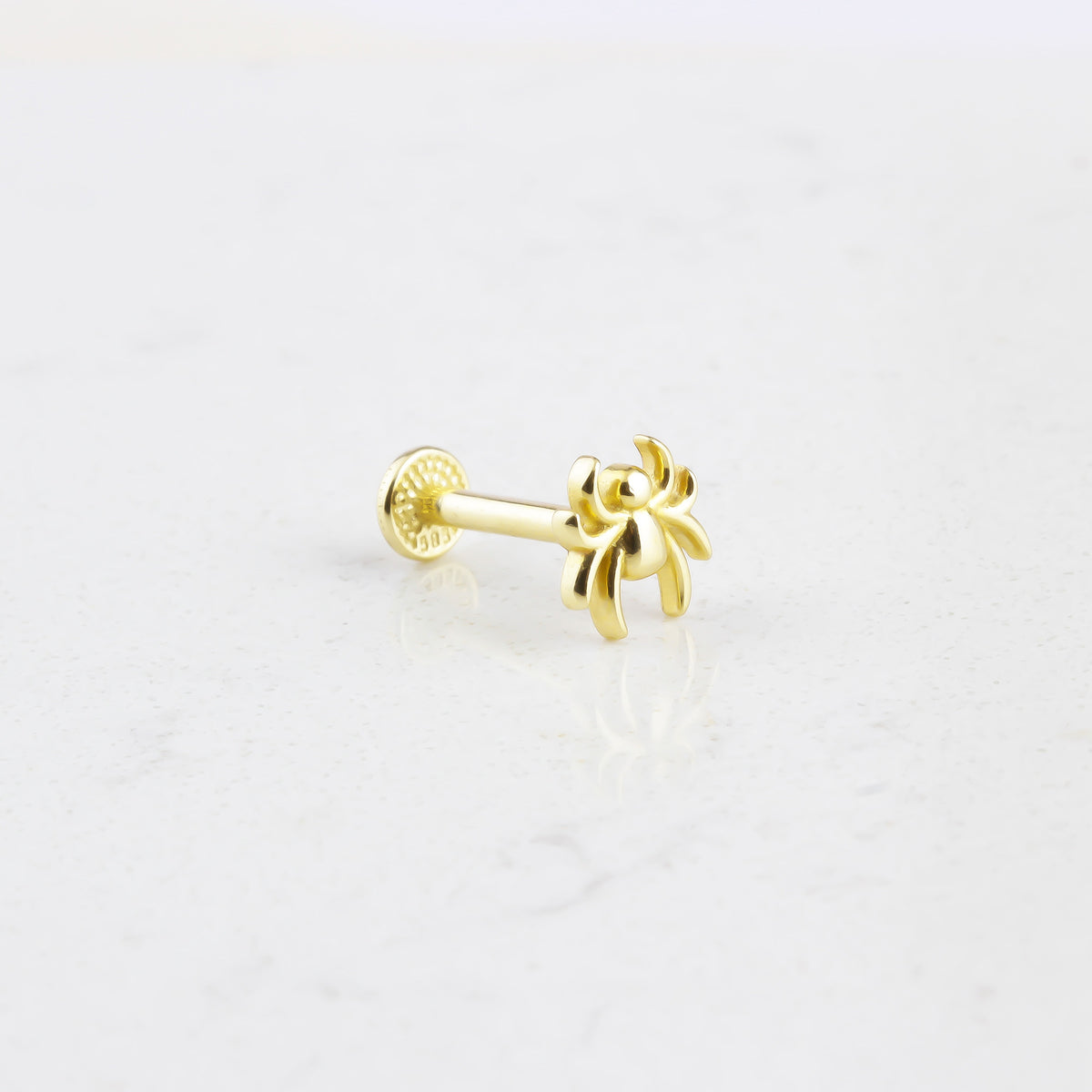 14k Solid Gold Spider Tragus Piercing