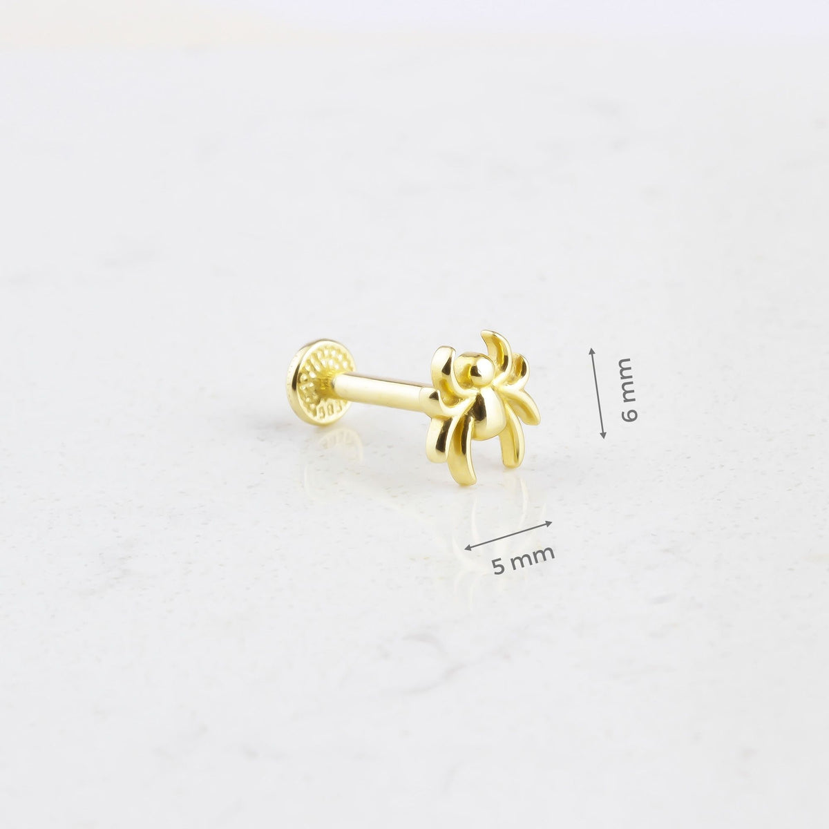 14k Solid Gold Spider Tragus Piercing - alternate view 3