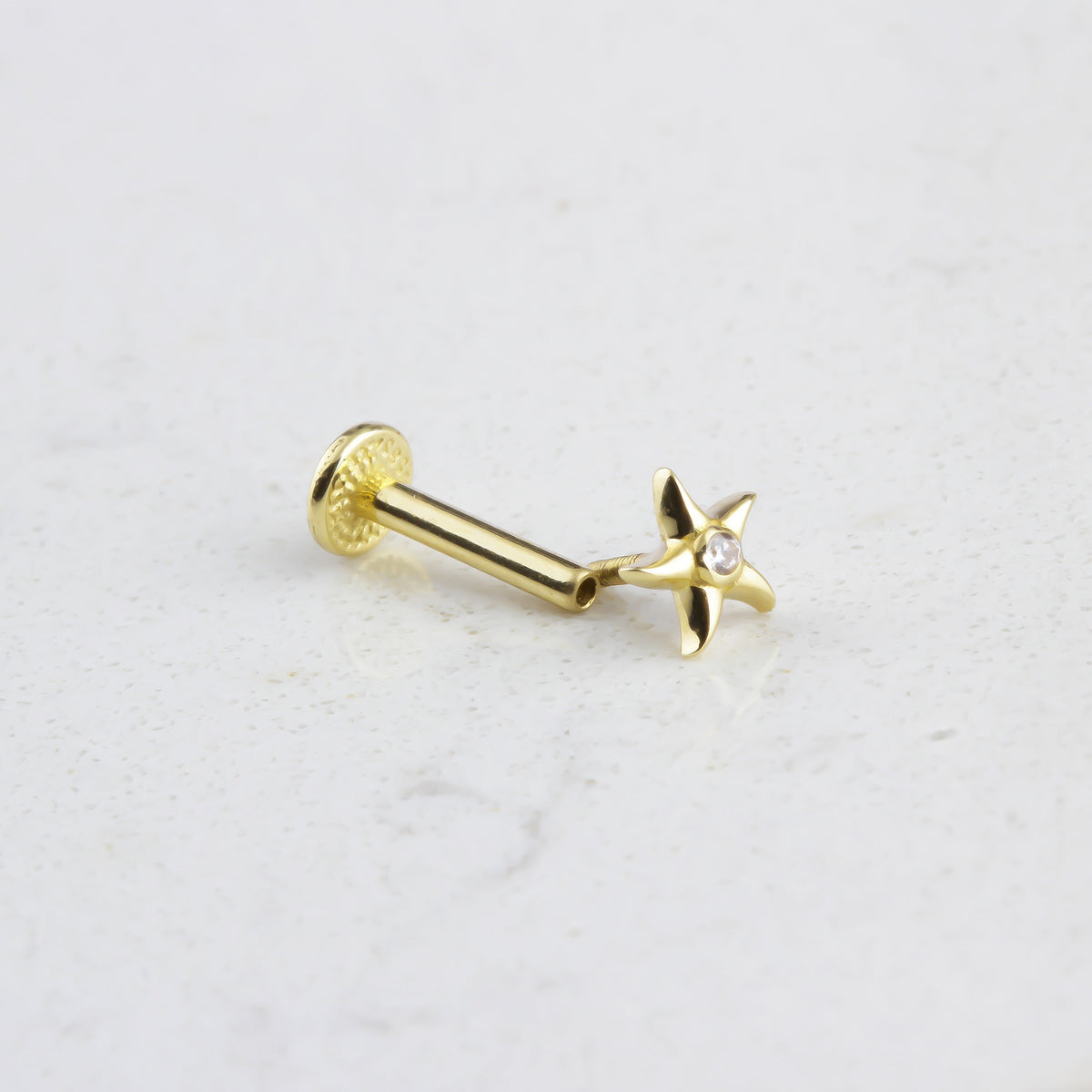 14k Solid Gold Starfish Tragus Piercing - alternate view 2