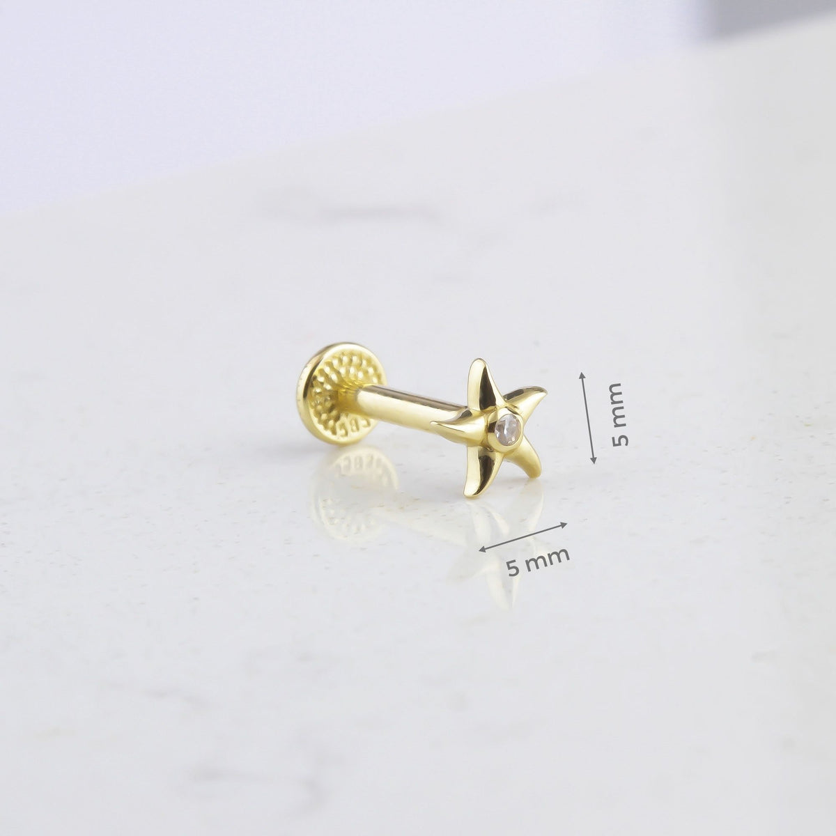 14k Solid Gold Starfish Tragus Piercing - alternate view 3