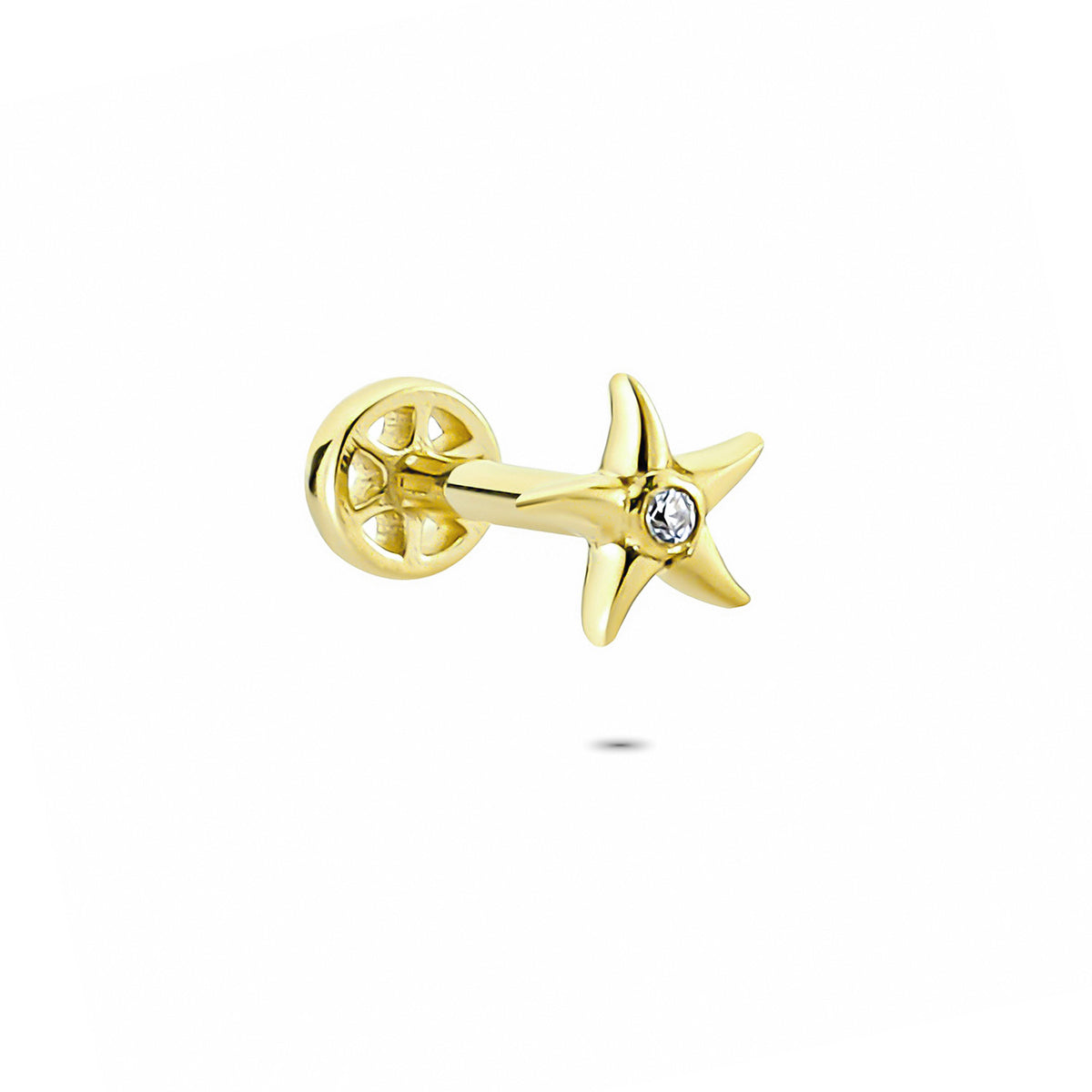 14k Solid Gold Starfish Tragus Piercing - alternate view 4