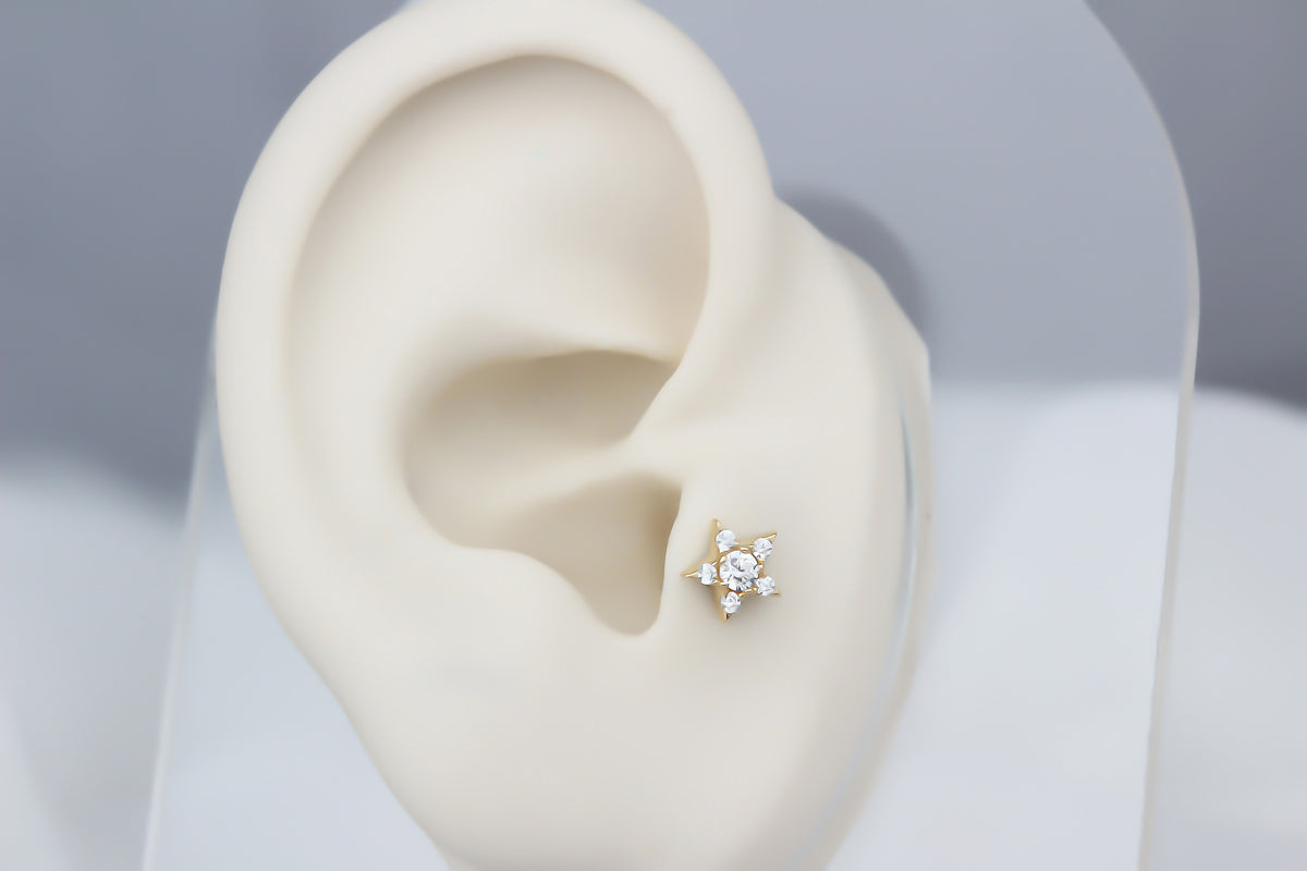 14k Solid Gold Star Tragus Piercing - alternate view 5
