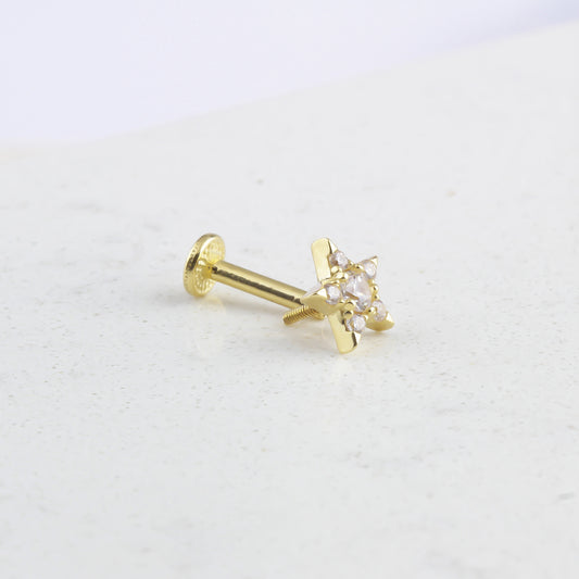 14k Solid Gold Star Tragus Piercing - alternate view 2