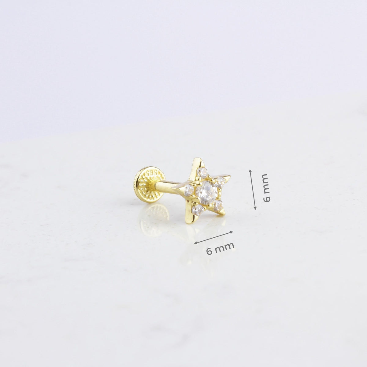 14k Solid Gold Star Tragus Piercing - alternate view 3