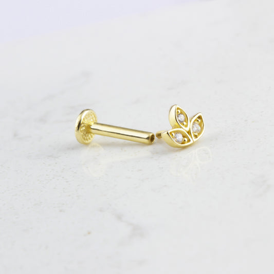 14k Solid Gold Flower Tragus Piercing - alternate view 2